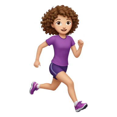 tail curly brown hair girl running sticker