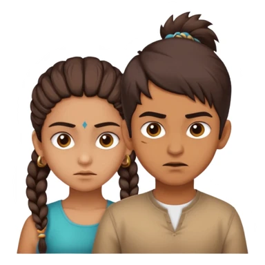 brother and sister fighting modern culture naughty  - indian skin and hairstyle sticker