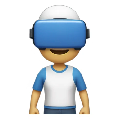 Un homme blanc qui joue à un jeux vr avec un t-shirt bleus sticker