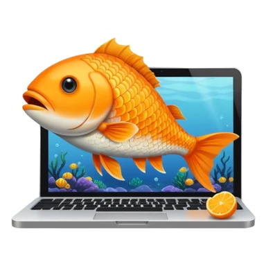 animal nature fish in a building working on a computer sticker
