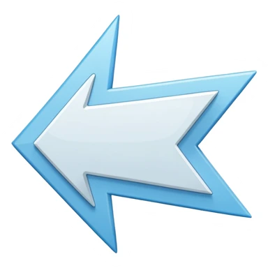 Extremely simplistic white arrow with light blue outline pointing. make the point only on one side sticker