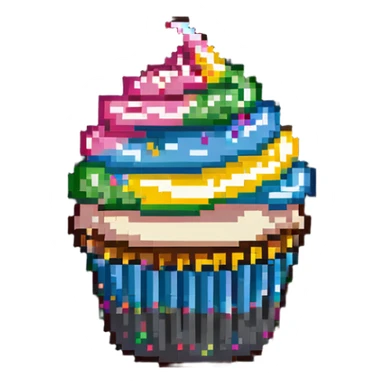 cupcake with pink frosting and rainbow sprinkles sticker