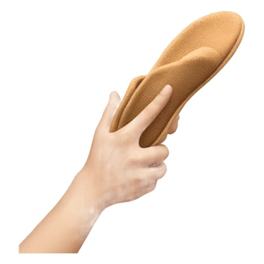 Hand holding a slipper sticker