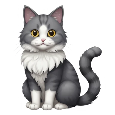 full body dark grey and white cat with white front legs sticker