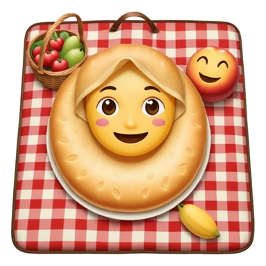 smiling face having a picnic with food on a blanket sticker