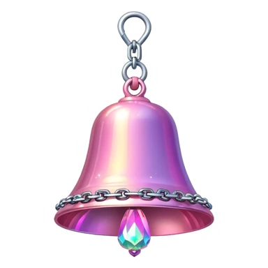 PInk iridescent Bell with chained hanging crystals  sticker