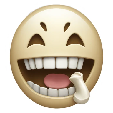 smiling emoji with bone in its mouth sticker