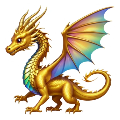 a golden dragon with two legs and two wings and one tail sticker