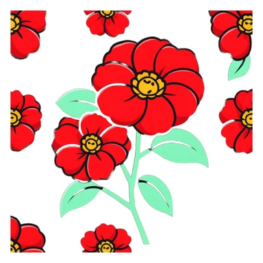 clean design red camellia with only five overlapping petals sticker