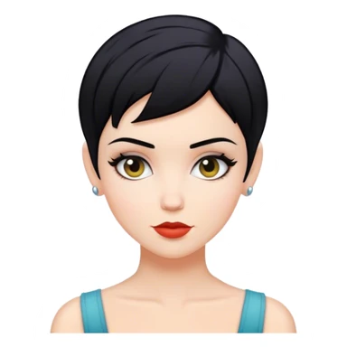White woman with pixie black hair style sticker