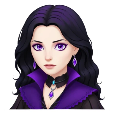 Yennefer from Witcher with black hair and purple eyes sticker