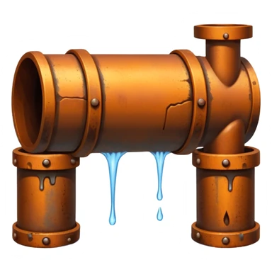 sewer steel pipe with leaking water  sticker