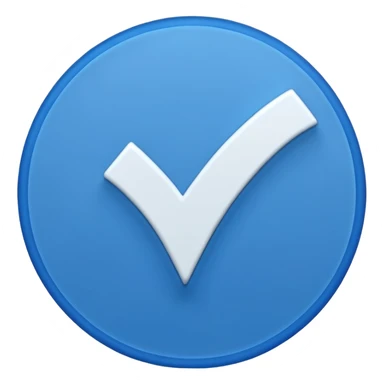 A blue circle with a white checkmark inside (dark blue checkmark) sticker