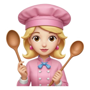 Pink chef hat princess peach with a hand and spoon  sticker