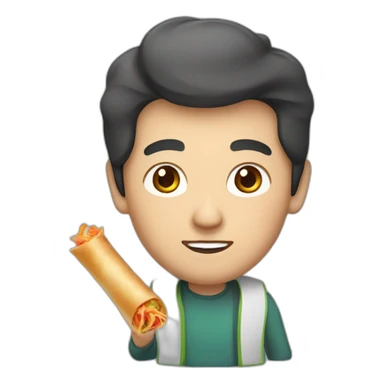 A chinese man with a fried spring roll sticker