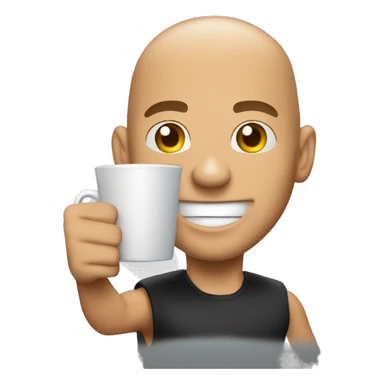Vin Diesel cheering with cup of black coffee steaming sticker