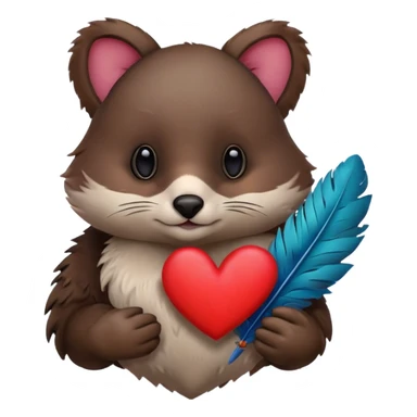 Animal holding heart sticker