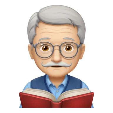 old man reading a book colored glasses sticker