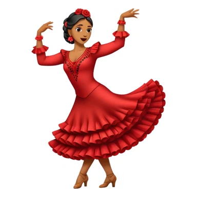 Cinematic Realistic Flamenco Pop Culture Emoji, featuring an expressive portrayal of traditional Spanish dance rendered with dynamic textures and passionate, vibrant lighting. sticker