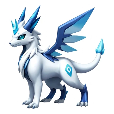 Futuristic Kyurem-reshiram-Glaceon-dialga-suicune-hybrid, full body sticker