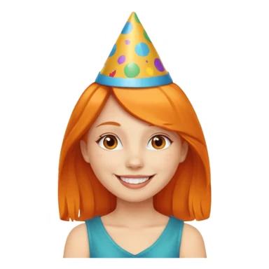 party hatted orange haired girl sticker