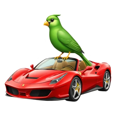 A green bird with ferrari car sticker