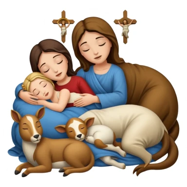 Marie Joseph Jesus et les animaux font tous dodo sticker