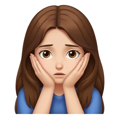  girl ashamed of herself of hiding face in hands with long brown hair sticker