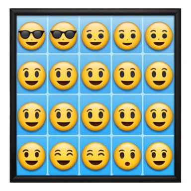 Emoji puzzle video.
Show 12 emojis in a clean grid.
One emoji has a clear visual difference (different color or missing detail).
Bright background, playful style.
Make it easy and fun for beginners.
4-second thinking time. sticker