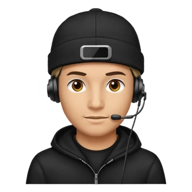 HACKER WITH HEADSET BLACK CAP HANDSOME sticker