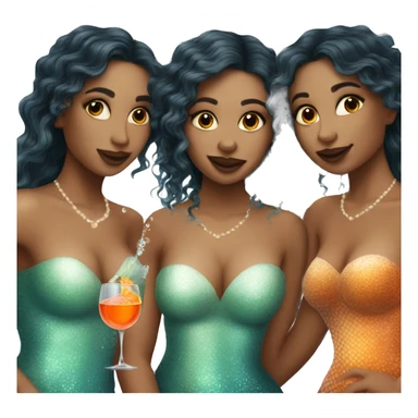 Three beautiful mermaids light skin drinking aperol sticker