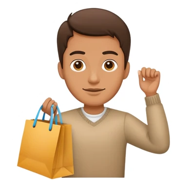 man with shopping bag sticker