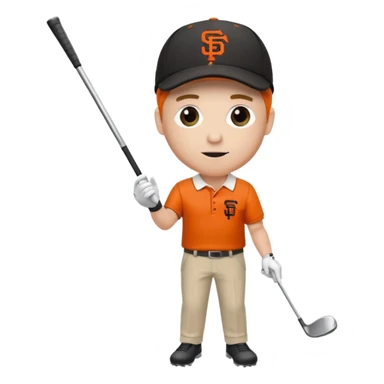 Man with Driving a Golf ball with San Francisco Giants cap sticker