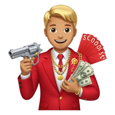 Dollars are pouring out of a red TikTok money-spinning gun "Sugar Daddy" sticker