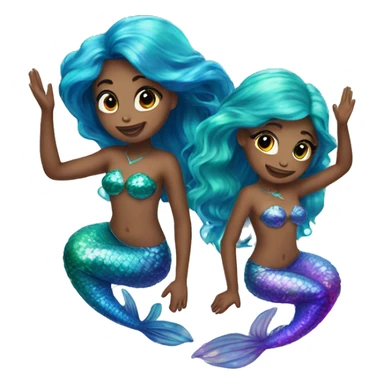 two mermaids, colorful, shimmer, beautiful, aesthetic sticker