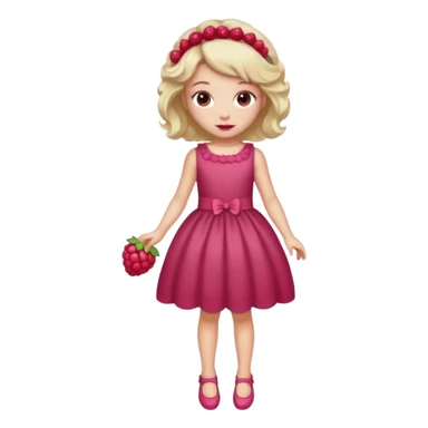 Raspberry torte human girl full body and legs with a raspberry barrette on her hair without a cake sticker