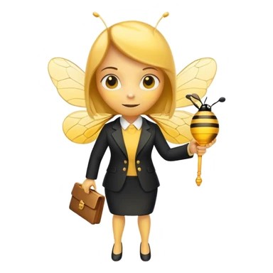 a bee in an office suit with keys in her hand.  sticker