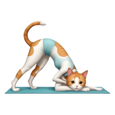 cat in downward dog yoga pose, triangle pose with raised hips sticker