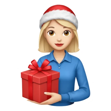 woman courier holding gift box sticker