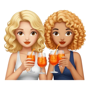 a blonde white girl and a bi racial girl with curly black hair drinking aperol spritz  sticker