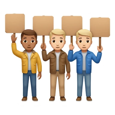 men with cardboard in hands stopping cars sticker