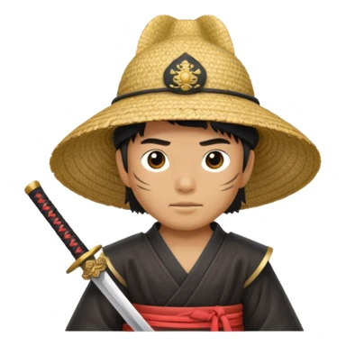 Samurais in Hat, Samurai with straw hat and sword sheath sticker