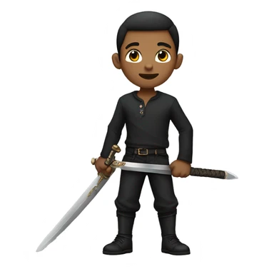 boy with dark pants and dark long sleeve shirt. holding sword up n one hand sticker