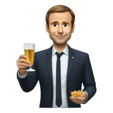 Macron qui boit de la vodka avec poutine sticker
