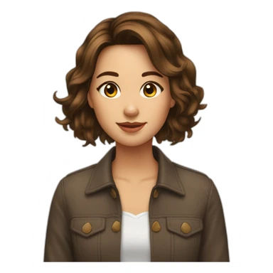 Fille cheveux court bruns meche cote sticker