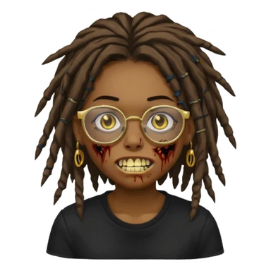 Girl,zombie,glasses,brown,emo,dreads,black shirt,gold teeth, sticker