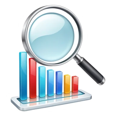 magnifying glass with a growing bar chart inside sticker