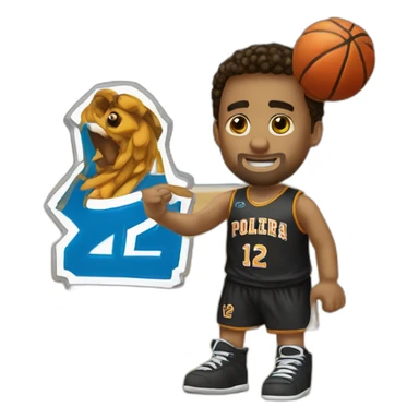 Polera de basketball con numero 12 sticker