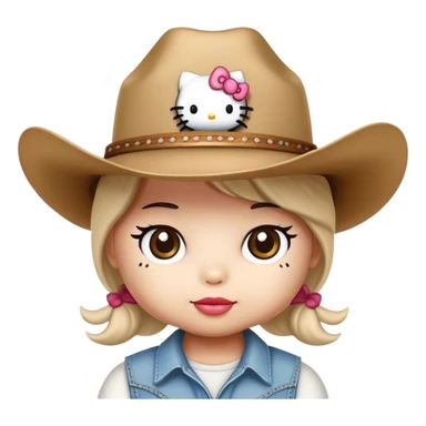Hello kitty wearing a cowboy hat sticker