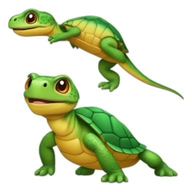 Tortue avec un lézard dessus sticker